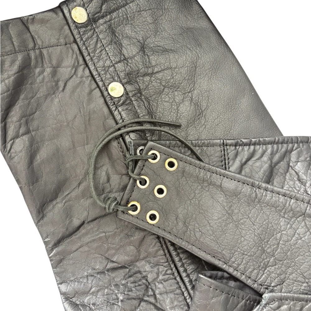 INTERSTATE Adjustable Leather Black Chaps Size L —Unisex — Vintage? - Picture 4 of 7